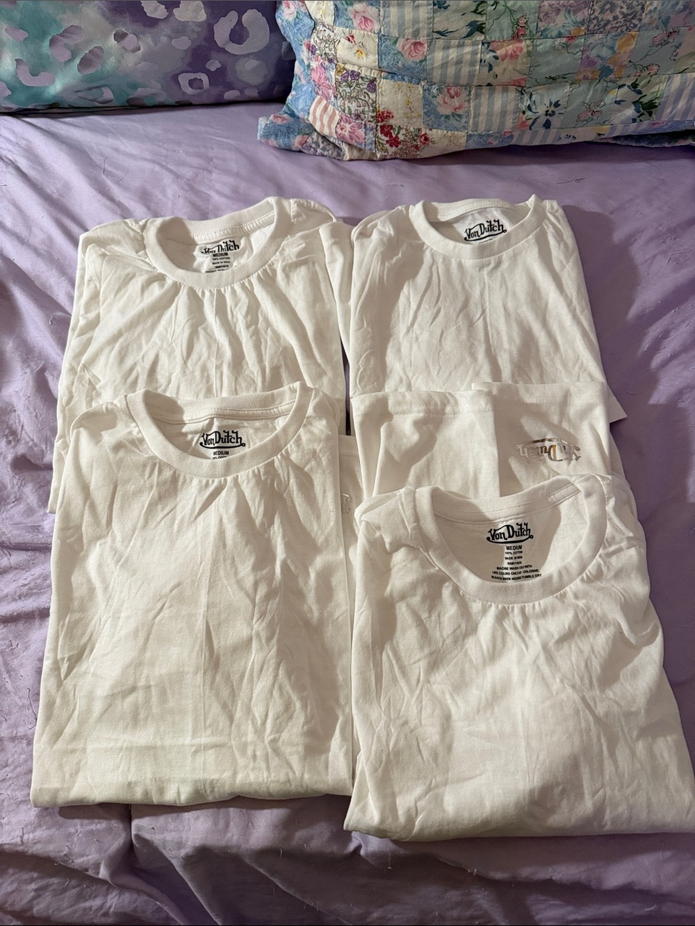 Von Dutch White Short-Sleeve Crew Neck T-Shirt 4 Pack-NWOT
